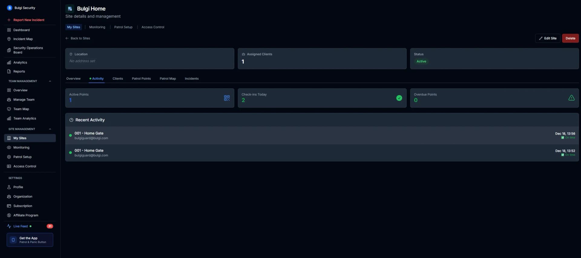 MyProtektor Site Details