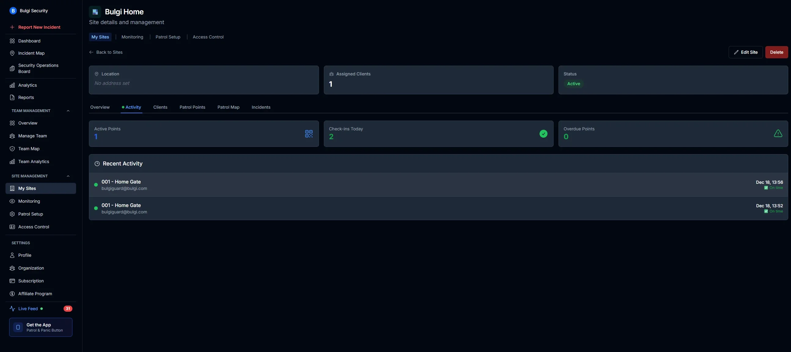 MyProtektor Site Details