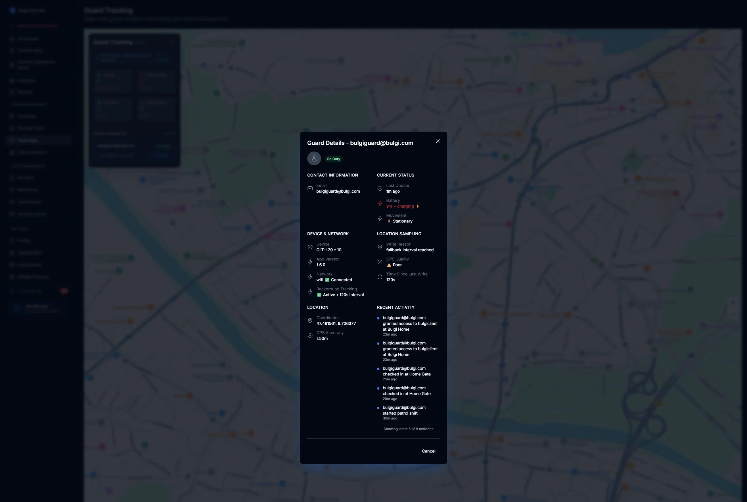 MyProtektor Live Guard Map