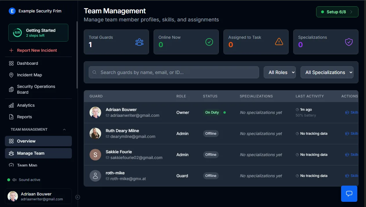 Cover Image for Live Shift Tracking & Duty Status for Security Guards