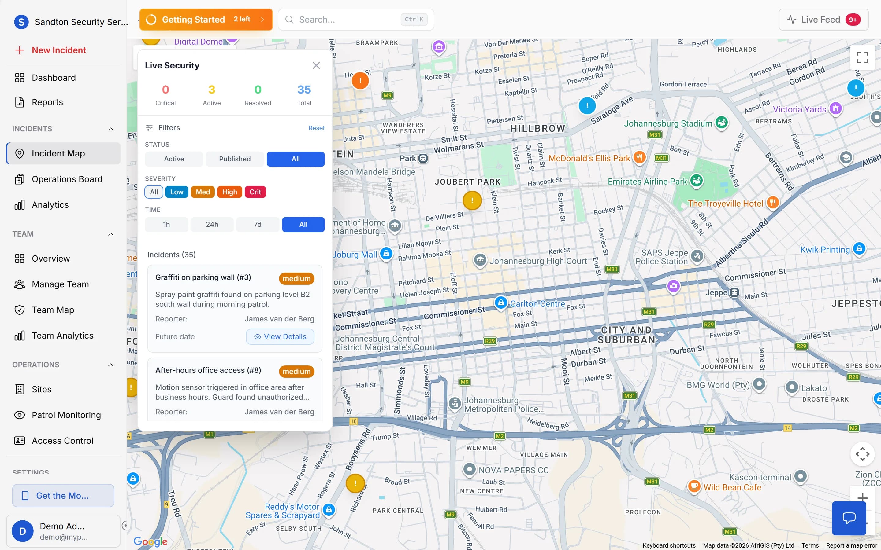 MyProtektor Incident Map
