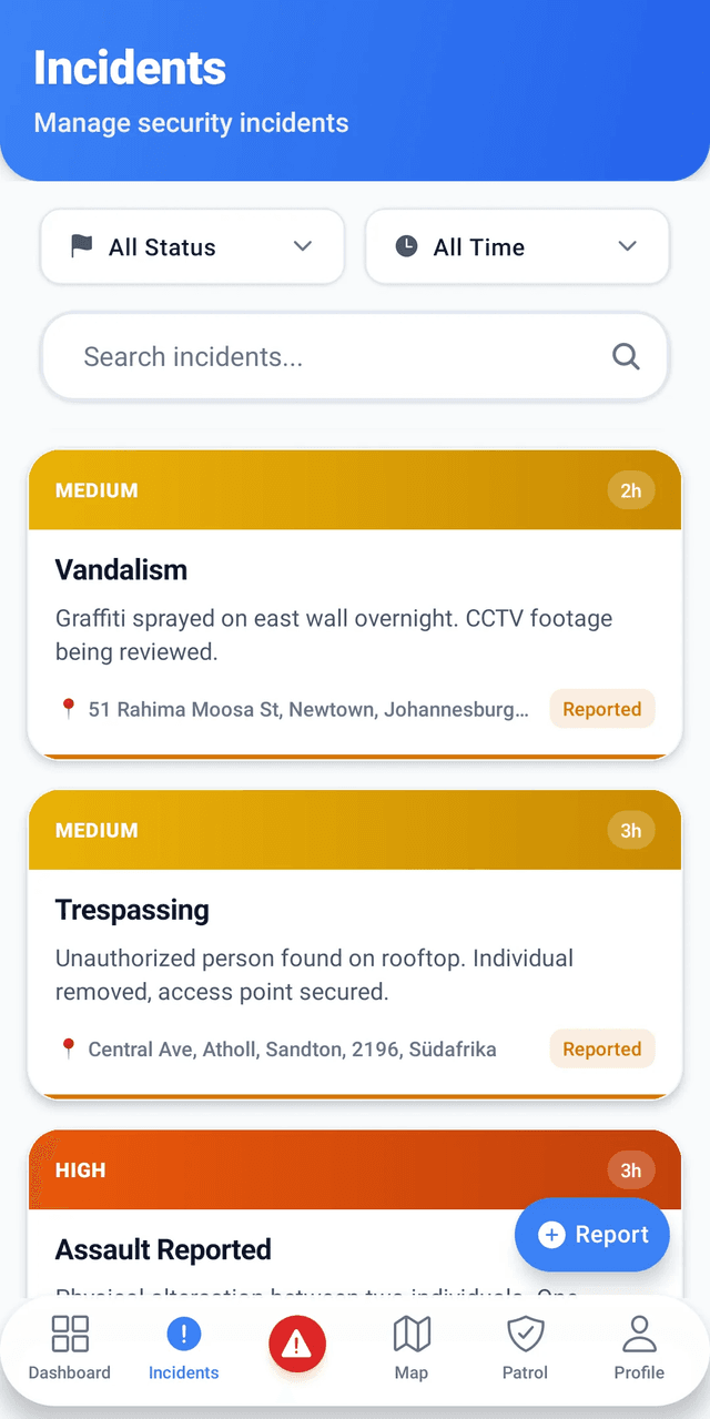 MyProtektor Incidents