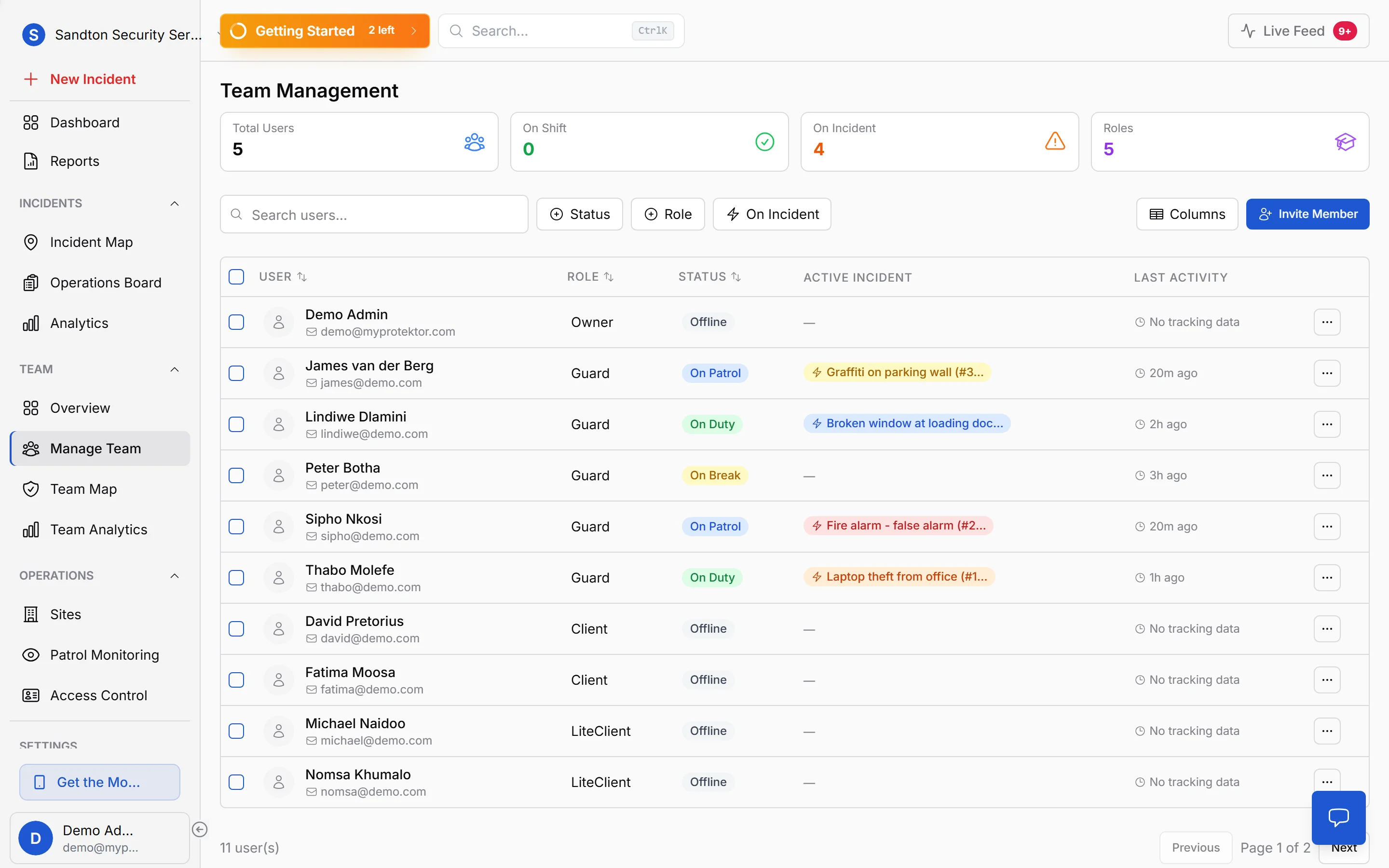 MyProtektor Manage Team